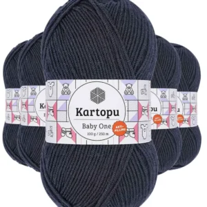 5 Adet Baby One Tüylenmeyen El Örgü İpi Yünü Lacivert K633