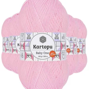 5 Adet Baby One Tüylenmeyen El Örgü İpi Yünü Açık Pembe K782