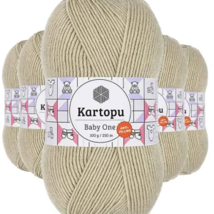 5 Adet Baby One Tüylenmeyen El Örgü İpi Yünü Bej K861