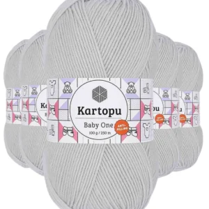 5 Adet Baby One Tüylenmeyen El Örgü İpi Yünü Alaska Gri K992