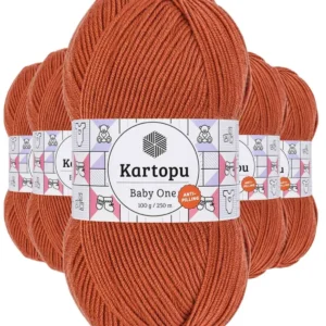 5 Adet Baby One Tüylenmeyen El Örgü İpi Yünü Tarçın K1210