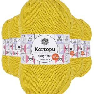 5 Adet Baby One Tüylenmeyen El Örgü İpi Yünü Hardal Sarı K1321