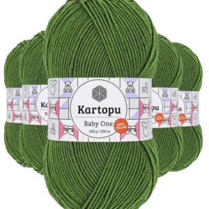 5 Adet Baby One Tüylenmeyen El Örgü İpi Yünü Yeşil K1391