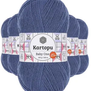 5 Adet Baby One Tüylenmeyen El Örgü İpi Yünü Koyu Mavi K1533