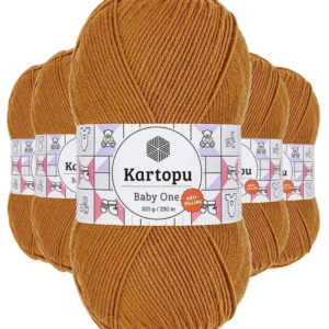 5 Adet Baby One Tüylenmeyen El Örgü İpi Yünü Hardal K1854