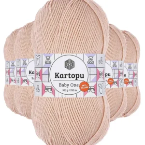 5 Adet Baby One Tüylenmeyen El Örgü İpi Yünü Pudra K1873