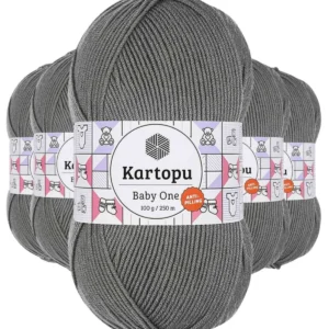 5 Adet Baby One Tüylenmeyen El Örgü İpi Yünü Koyu Gri K1921
