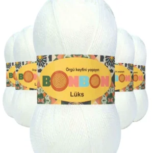 5 Adet Lüks Patik İpi Yünü Beyaz 98200