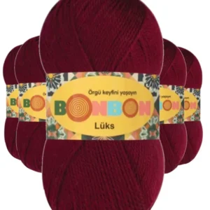 5 Adet Lüks Patik İpi Yünü Bordo 98220