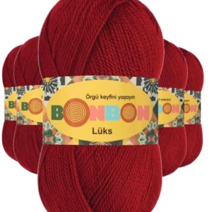 5 Adet Lüks Patik İpi Yünü Koyu Kırmızı 98296