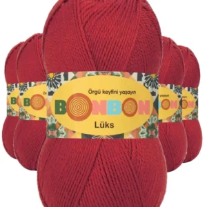 5 Adet Lüks Patik İpi Yünü Koyu Kırmızı 98676