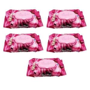 5 Paket Red Rose Islak Havlu Mendil 90 Adet Kapaklı Gül Kokulu