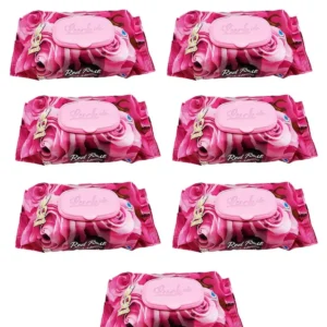 7 Paket Red Rose Islak Havlu Mendil 90 Adet Kapaklı Gül Kokulu