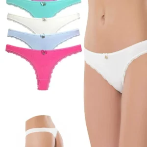 5 Adet Pamuklu Kadın Klasik Dantelli String Tanga