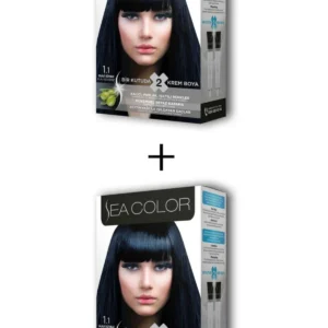 2X2 Tüp Krem Saç Boyası Seti Mavi Siyah No:1.1