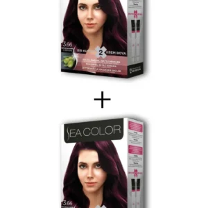2X2 Tüp Krem Saç Boyası Seti Patlıcan Moru No:3.66
