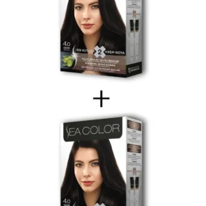 2X2 Tüp Krem Saç Boyası Seti Kahve No:4.0