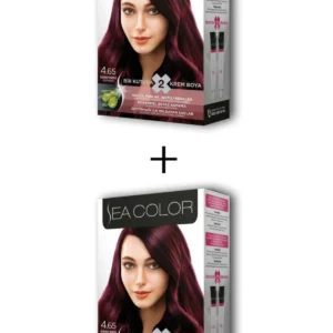 2X2 Tüp Krem Saç Boyası Seti Şarap Kızılı No:4.65