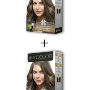 2X2 Tüp Krem Saç Boyası Seti Yoğun Açık Kumral No:8.00