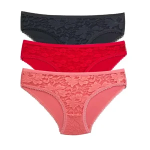 3 Adet Önü Dantelli Transparan Kadın Slip Külot S81