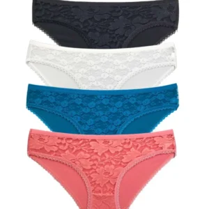 4 Adet Önü Dantelli Transparan Kadın Slip Külot S149