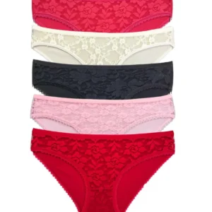 5 Adet Önü Dantelli Transparan Kadın Slip Külot S59