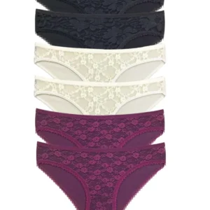 6 Adet Önü Dantelli Transparan Kadın Slip Külot S115