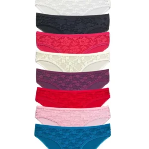 9 Adet Önü Dantelli Transparan Kadın Slip Külot S119