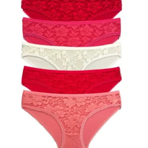 5 Adet Önü Dantelli Transparan Kadın Slip Külot S98