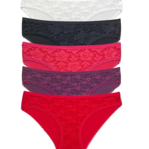 5 Adet Önü Dantelli Transparan Kadın Slip Külot S130