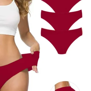 3 Adet Kadın Dikişsiz Lazer Kesim Esnek İz yapmayan Külot Bordo