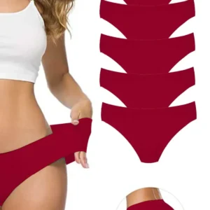 5 Adet Kadın Dikişsiz Lazer Kesim Esnek İz yapmayan Külot Bordo