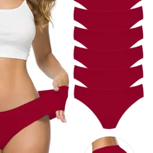 7 Adet Kadın Dikişsiz Lazer Kesim Esnek İz yapmayan Külot Bordo