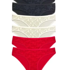 6 Adet Önü Dantelli Transparan Kadın Slip Külot S116