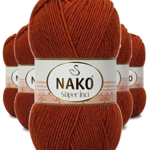 5 Adet Süper İnci El Örgü İpi 100 gr Kiremit 6679