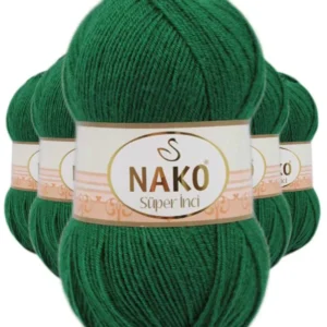 5 Adet Süper İnci El Örgü İpi 100 gr Yeşil 10026