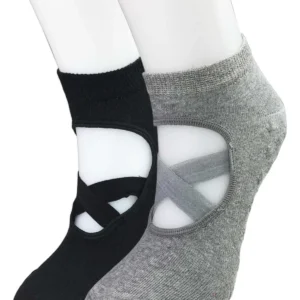 2 Adet Kaydırmaz Taban Kadın Dans Pilates Ve Yoga Çorabı Siyah Gri