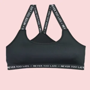 Çapraz Kalın Askılı Kadın Sporcu Büstiyer Siyah