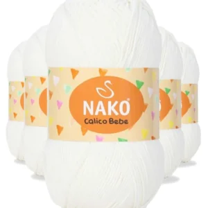 5 Adet Calico Bebe Pamuklu Bebek Ve Battaniye Örgü Ipi 208 Beyaz