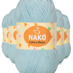 5 Adet Calico Bebe Pamuklu Bebek Ve Battaniye Örgü Ipi 6191 Buz Mavi