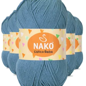 5 Adet Calico Bebe Pamuklu Bebek Ve Battaniye Örgü Ipi 6674 Petrol