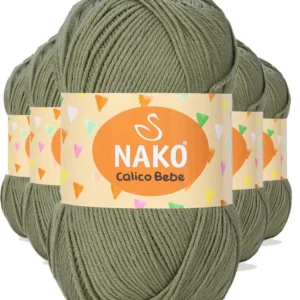 5 Adet Calico Bebe Pamuklu Bebek Ve Battaniye Örgü Ipi 13285 Haki