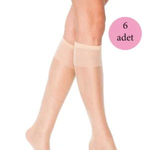 6 Adet Süper Ince 15 den Mat Pantolon Çorabı Açık Ten