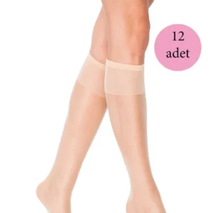 12 Adet Süper Ince 15 den Mat Pantolon Çorabı Açık Ten