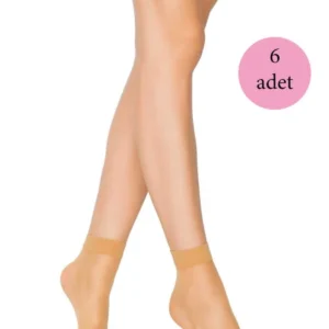 6 Adet Kadın Ten Süper 15 Mat Soket Çorap Ten