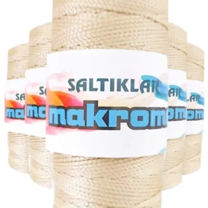 5 Adet Polyester Makrome İpi 230 Açık Bej 100 gr