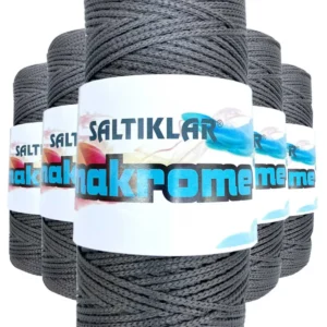 5 Adet Polyester Makrome İpi 420 Koyu Gri 100 gr