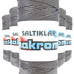 5 Adet Polyester Makrome İpi 423 Gri 100 gr