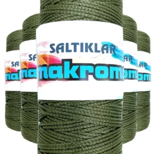 5 Adet Polyester Makrome İpi 2860 Haki Yeşil 100 gr