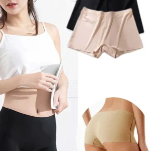 2 Adet Kadın Dikişsiz Görünmez İz Yapmaz Mini Şort Boxer Siyah Ten